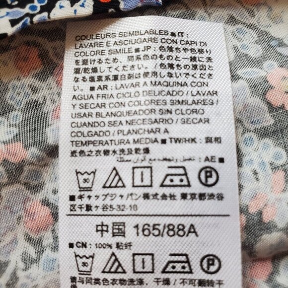 NWT GAP SZ S Short Sleeve V-Neck, Open Back Blue Multi-color Floral Rayon Dress - Picture 10 of 11